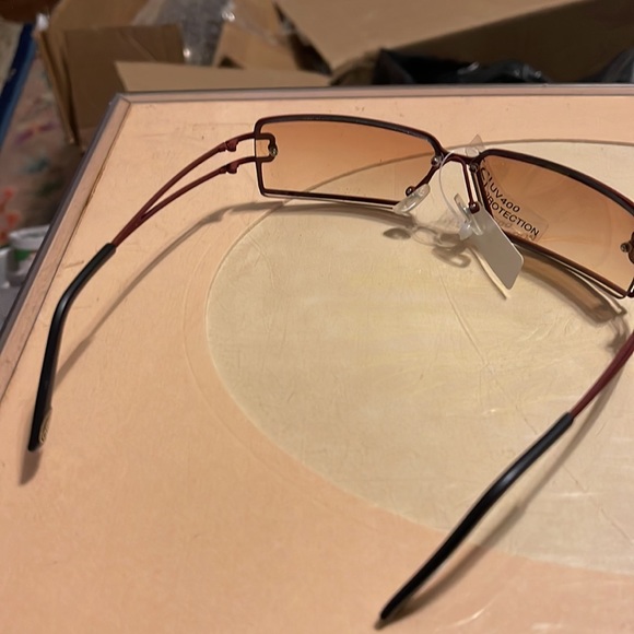 NWOT MODERN RECTANGULAR AMBER TINTED LENSES RUBBER FINISH 400 UV400 - Picture 4 of 5